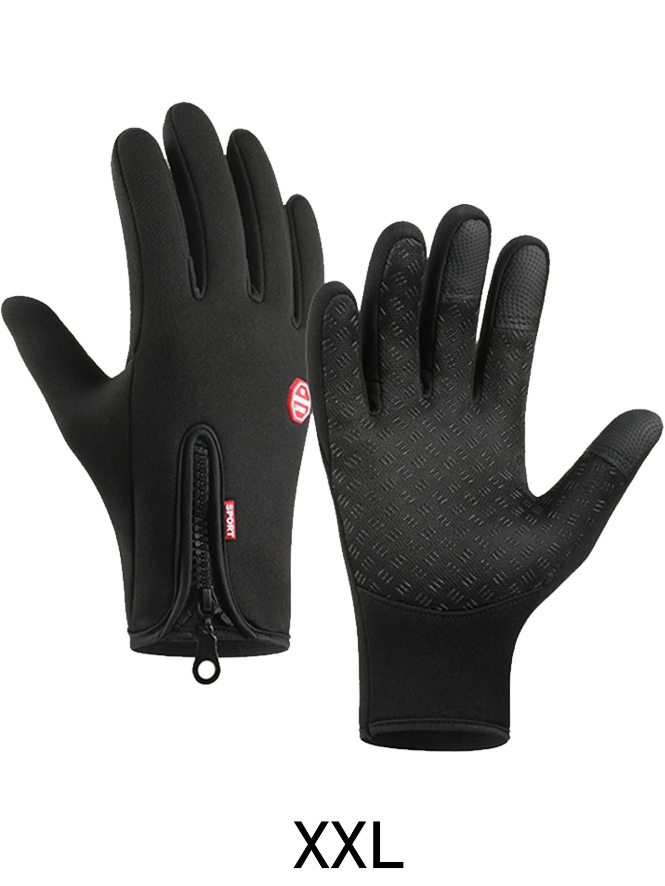 Spring Autumn Outdoor Sports Fleece Lined Cycling Gloves Waterproof Touchscreen Mountaineering Gloves Zipper Gloves Outdoor Activity Gloves