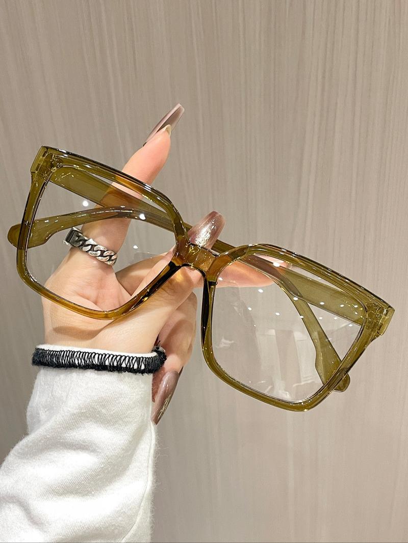 Women's Fashion Stylish Square Frames Plain/Leopard Pattern Eyeglasses, Trendy Casual Eyeglasses for Everyday Use, Fashion Accessories for Outdoor Activities, Lightweight Glasses