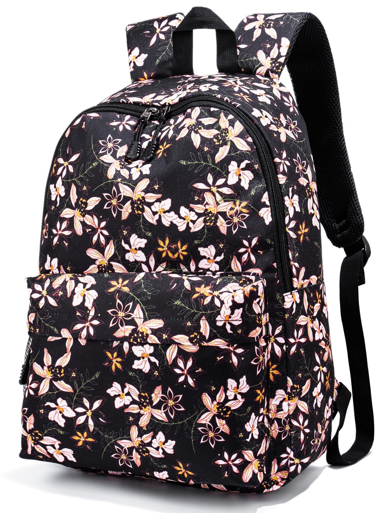 Large Capacity Waterproof School Backpack, Rose Pattern Laptop Bag, Multifunctional Travel Bag for Men & Women, Lightweight College Backpack