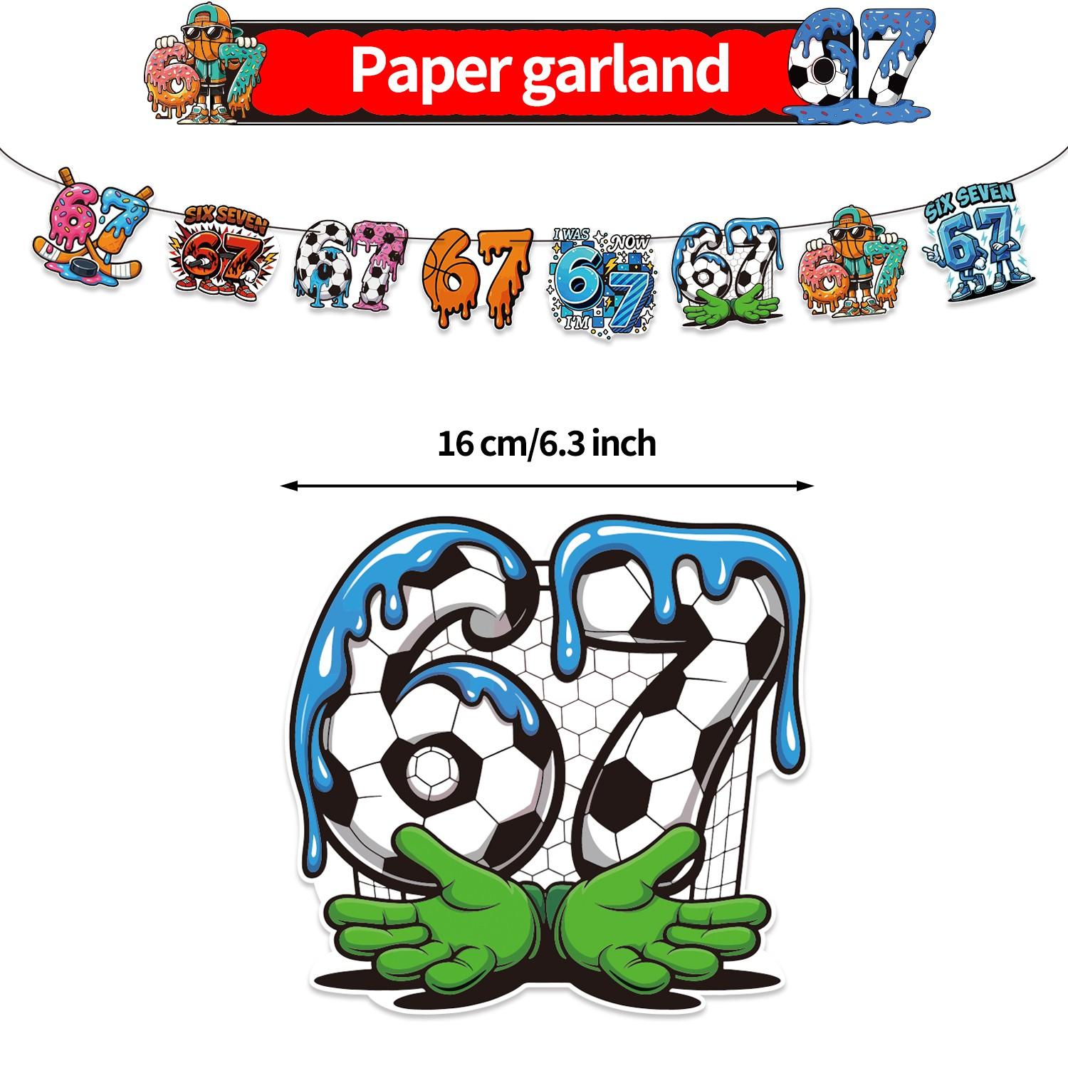 32-Pieces 67 Sports Theme Birthday Party Decoration Set, Party Event Props, Includes Banner, Balloons, Cake Topper, Backdrop, Perfect for Birthdays