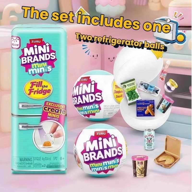 Mini Fridge Set with Miniature Food Models, UV Light, DIY Design, Easy Storage, Perfect Gift for Friends and Lovers