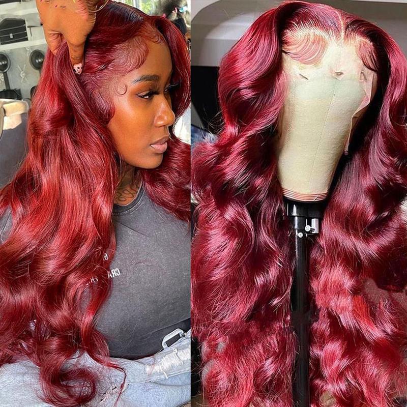Bling Hair Burgundy 99j Red 13x6 13x4 Body Wave Transparent Hd Lace Front Wigs Human Hair 99j Burgundy Red Wig for Women with Baby Hair 180 Density TikTokShopHolidayHaul