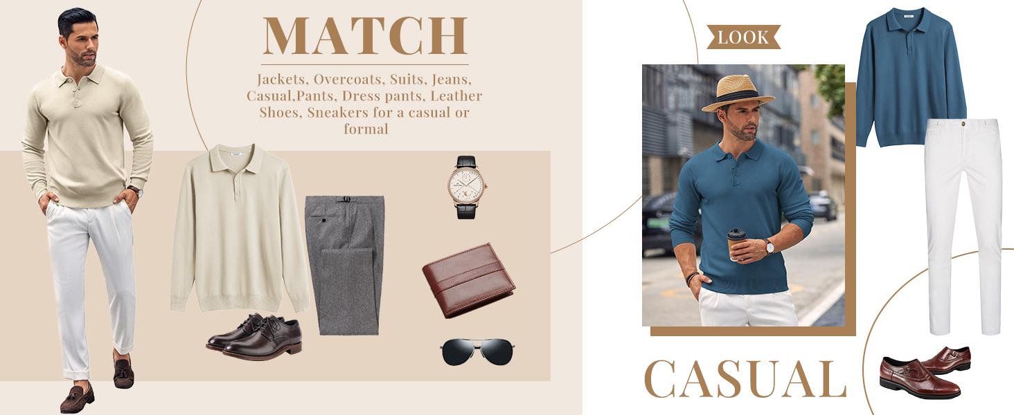 COOFANDY Mens Wool Knit Polo Shirts Casual Long Sleeve Classic Polo Shirts Button Down Golf Shirts Fathersdaygift Soft COOFANDY Mens Wool Knit Polo Shirts Casual Long Sleeve Classic Polo Shirts Button Down Golf Shirts Fathersdaygift Soft