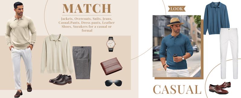 COOFANDY Mens Wool Knit Polo Shirts Casual Long Sleeve Classic Polo Shirts Button Down Golf Shirts Fathersdaygift Soft COOFANDY Mens Wool Knit Polo Shirts Casual Long Sleeve Classic Polo Shirts Button Down Golf Shirts Fathersdaygift Soft