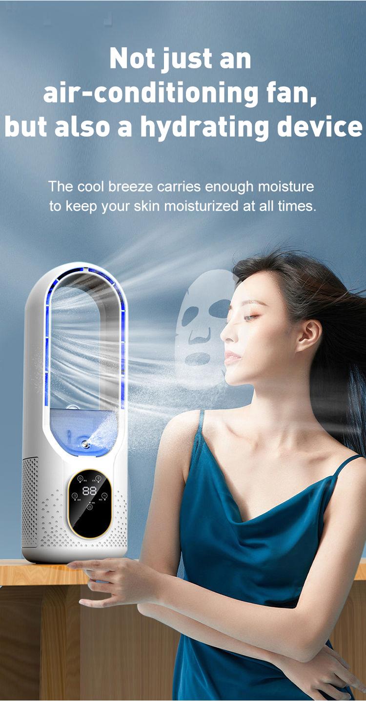 Mini Desktop Fan, Office Cooling Humidifier, Leafless Spray Cooler, USB Cold Fan, Energy Efficient, Perfect for Home & Office Use
