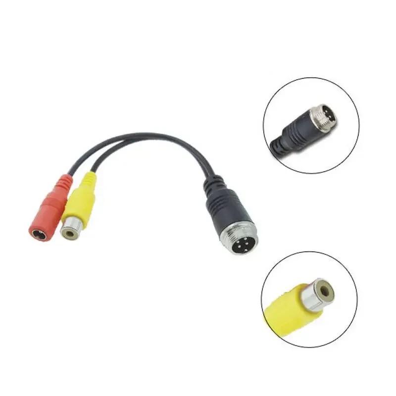 Bileeko Rca/AV to M12 4 Pin Car Adapter Cable, 4 Pin Male to Rca Female with Dc Male Connector, Compatible with Displays and Cameras