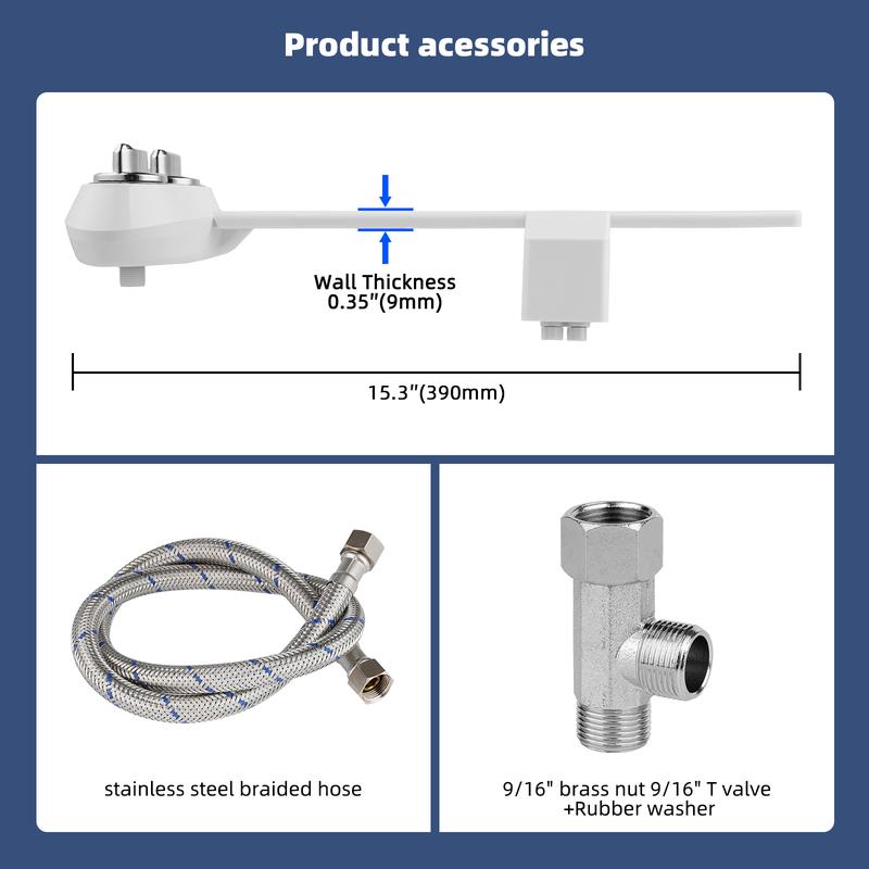 Hibbent Bidet Attachment For Toilet - Ultra-Slim Self Cleaning Fresh Cold Water Sprayer Bidets For Existing Toilets Seat Baday Beday Badette Bedette With Dual Nozzle For Feminine And Posterior Wash