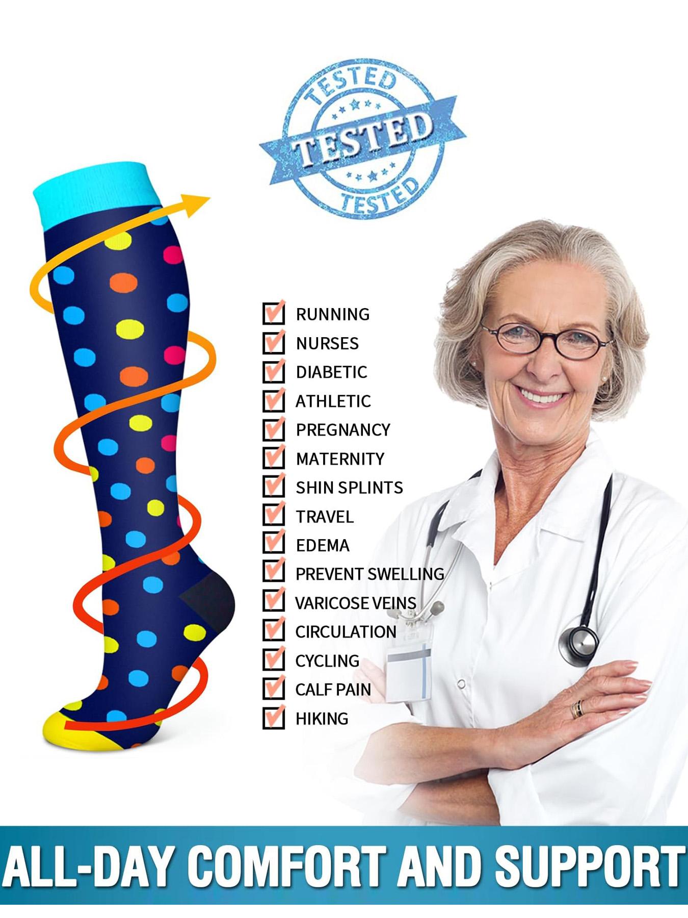 Unisex's Colorful Compression Socks, Sports Socks for Running, Nurses, Pregnant Women, Sports Socks for Improving Blood Circulation, Polyester Athletic Socks