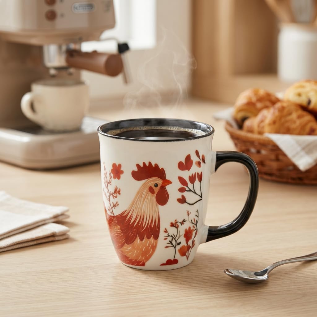 Chicken Mug - 16oz  Heat  Cup, Rooster  Mugs for Kitchen, Novelty Coffee Mugs for Women, Chicken Themed Gifts for Christmas