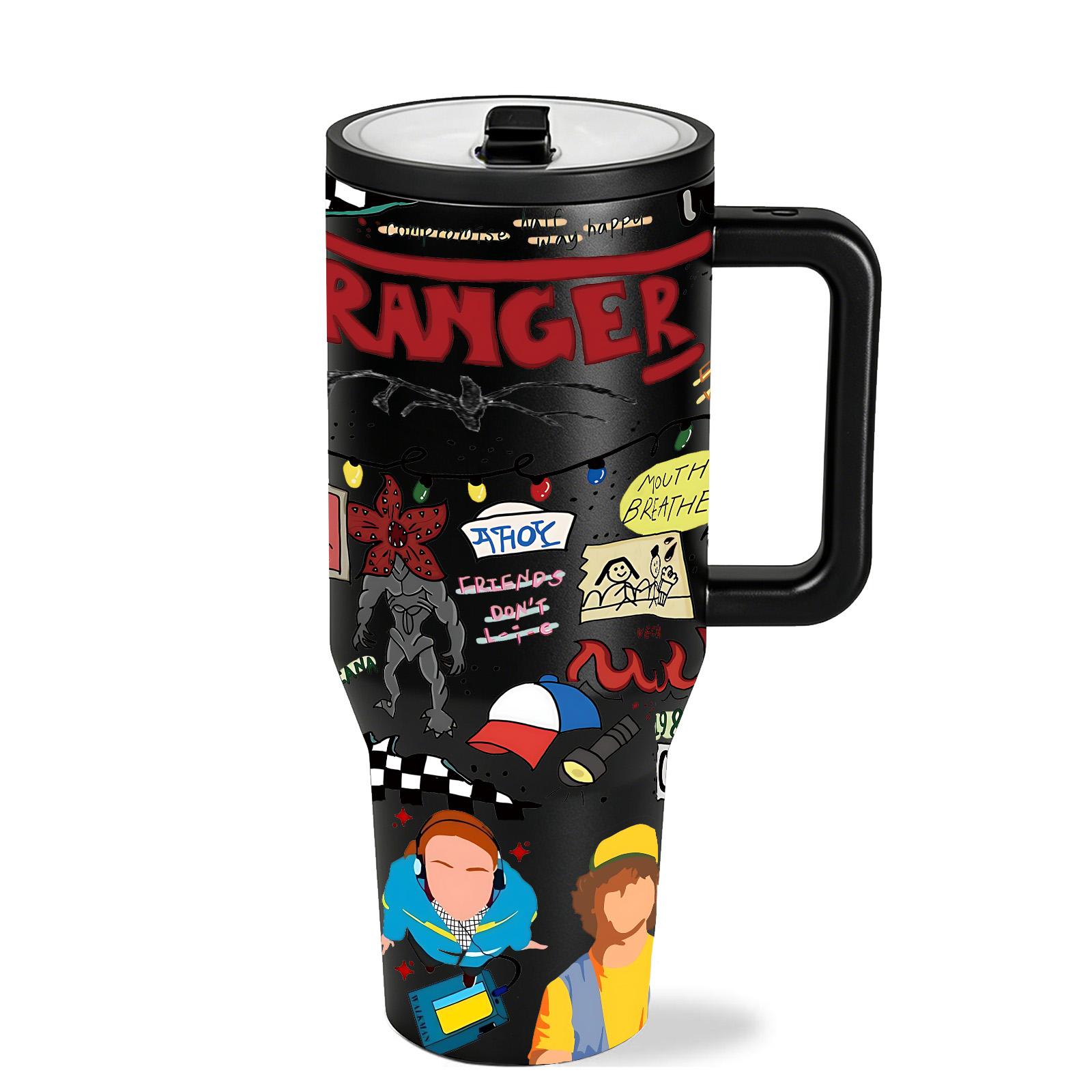 1 Pc 40oz Insulated Mug Tumbler, Double Wall Vacuum Cup, Leak-Proof Skinny Thermal Mug for Hot Cold Drinks, Keeps Hot 12 Hours Cold 24 Hours, Vintage Cartoon Art Style Gift for Women Men, Holiday Birthday Festival Office Daily Use