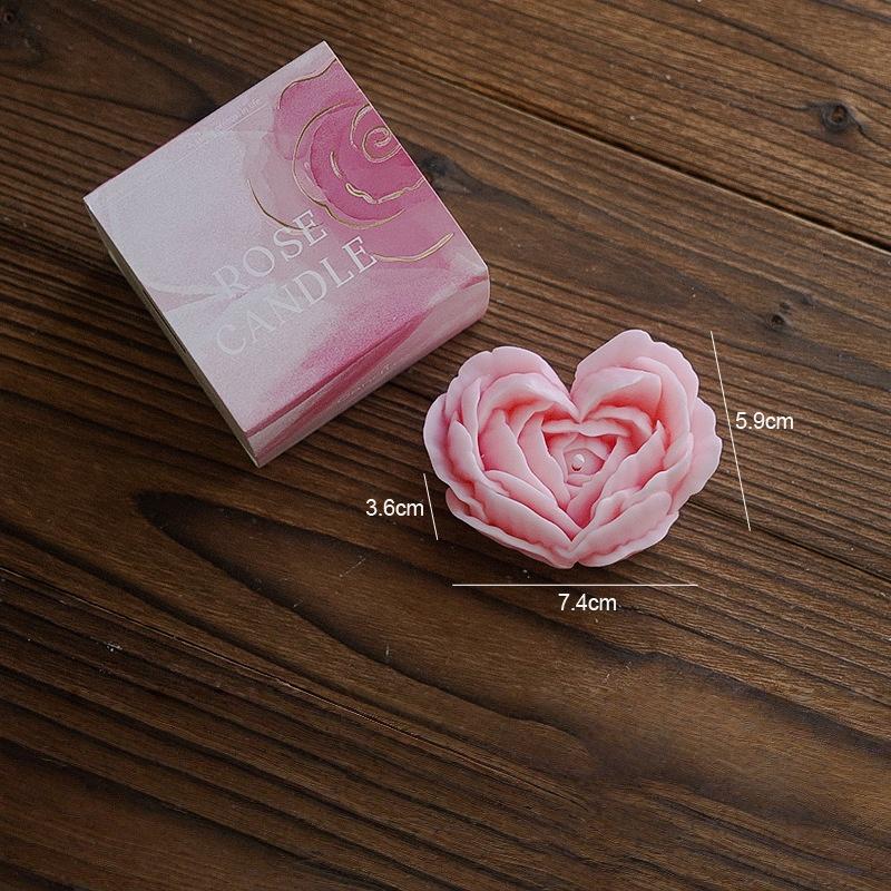 Heart-Shaped Rose Scented Candle, Realistic Flower Gradient Decorative Piece, Romantic Atmosphere Aromatherapy Candle, Valentine's Day Proposal Gift