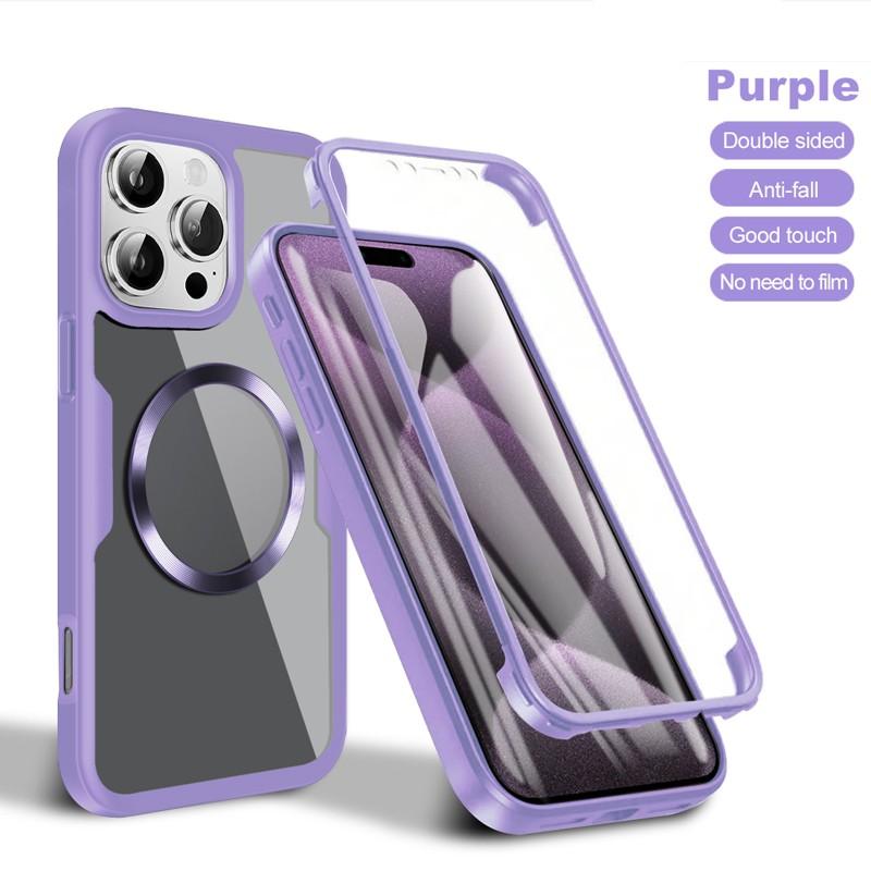 Screen Full Coverage Silicone Case, Ultra-Thin Transparent Magnetic Charging, Anti-Fingerprint Drop Proof Scratch Protection for iPhone