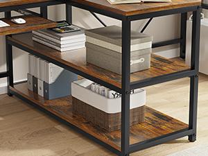 SEDETA 94.5" Home Office Desks, Computer Gaming Desk with Storage, LED Lights, Power Strip with USB, Keyboard Tray & Monitor Stand, Extra Long Double Desk for 2 Person