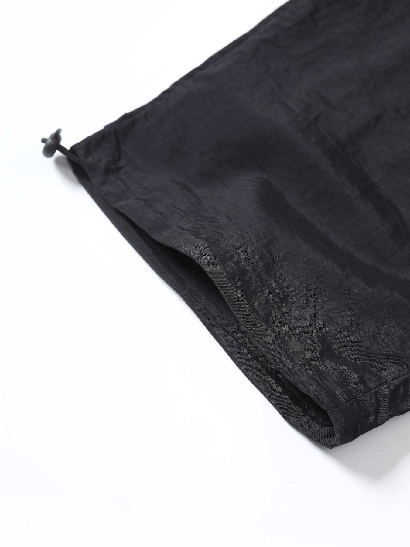 Men's Slim-Fit Polyester Casual Pants, Elastic Waistband, Drawstring Ankle Cuffs, Outer Pockets, Spring Fall Streetwear