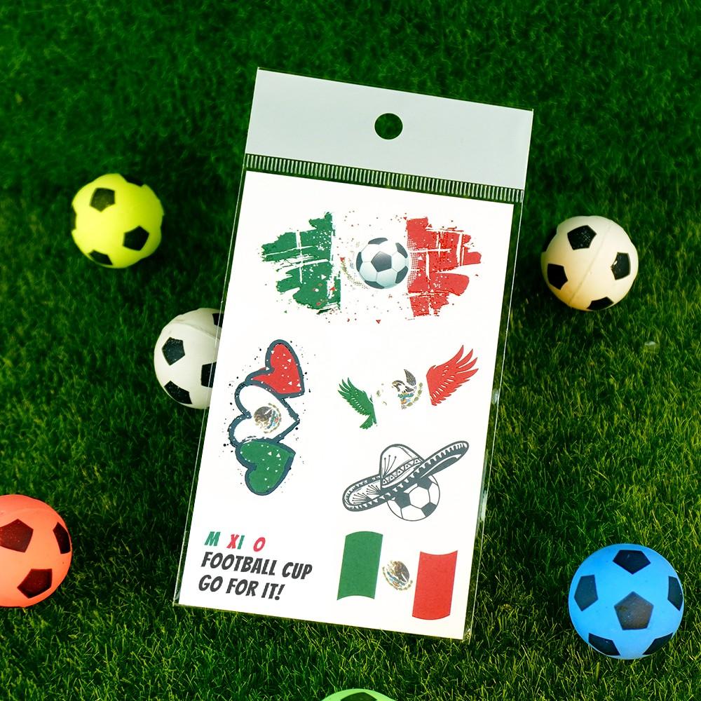 5 PCS Set Mexican Flag Football Temporary Tattoos, Waterproof Fan Face Stickers, Sports Event Party Body Decorations, Facial Arm Use