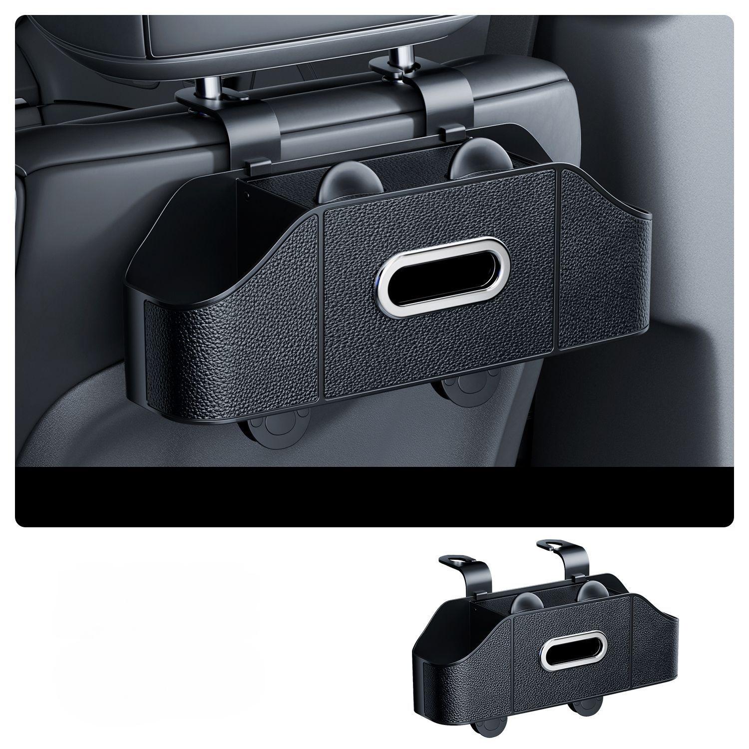 Multifunctional Car Seat Back Organizer Box, Rear Storage Rack with Cup Holder, Paper Towel Dispenser, Car Backseat Organizer for Car Interior Accessories