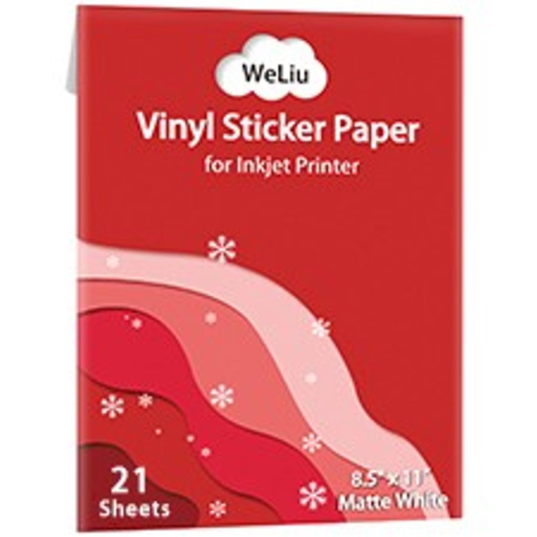 Glossy Printable Vinyl Sticker Paper for Inkjet Printer - 21 Sheets