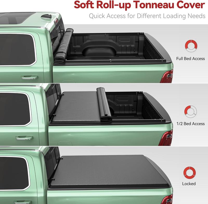 OEDRO Soft Roll-Up Tonneau Cover Fits for 2015-2026 Chevrolet Colorado GMC Canyon 5.2ft Bed, Full Protection with Durable Double-Layer PVC Vehicle