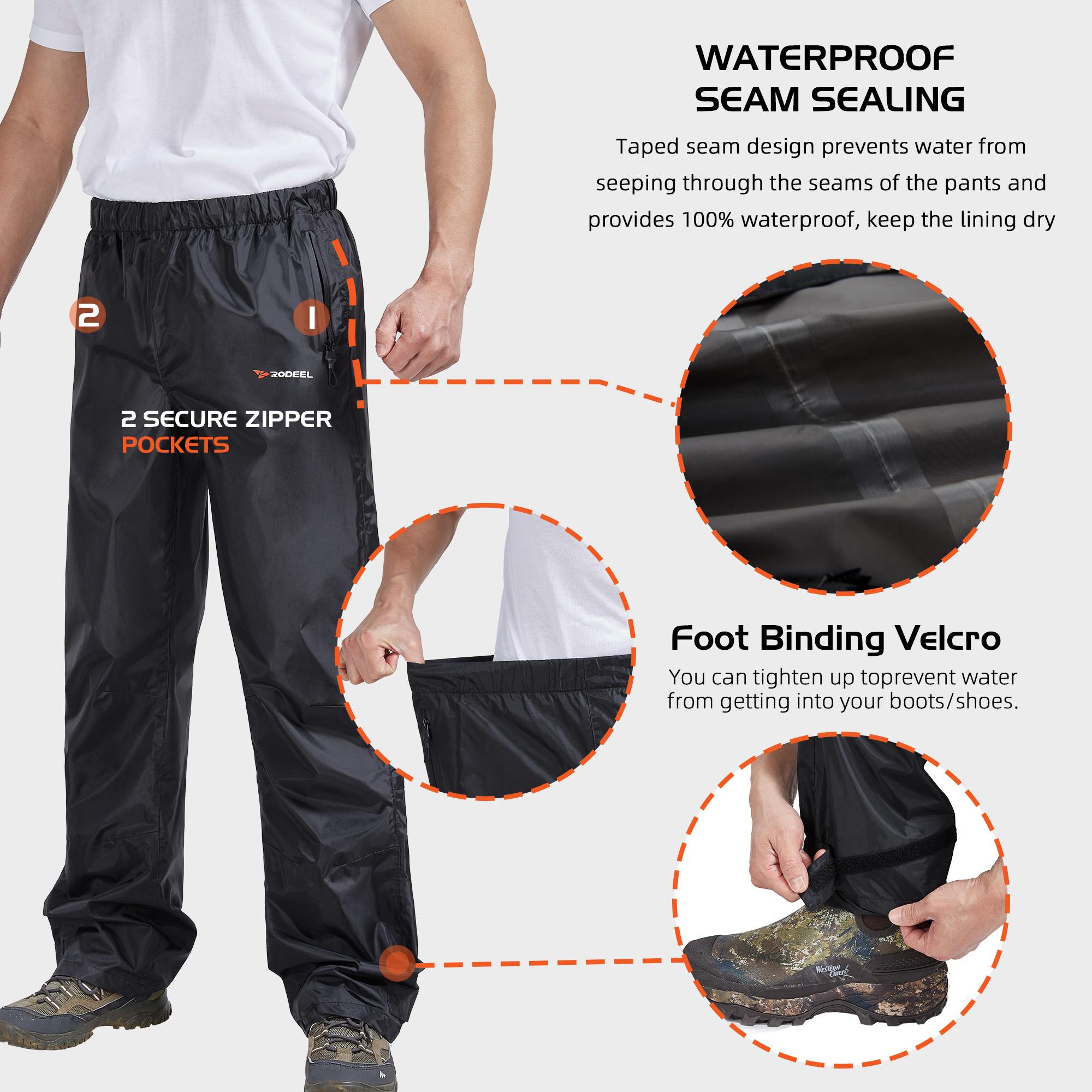 【RODEEL】702 Waterproof Jacket and Pants Set Men Lightweight Breathable Full Zip Hooded Rain Coat Durable Rain Suit Weatherproof Rainwear Windbreaker For Outdoor Sports Hiking Camping Fishing Boating Construction Landscaping Gardening, Holiday Gift