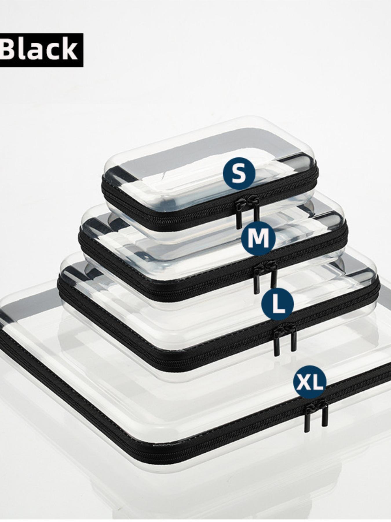 Advanced Transparent Hard Shell Zipper Case Set, 4-Piece PVC Storage Box, Portable Travel Organizer for Tools and Small Items