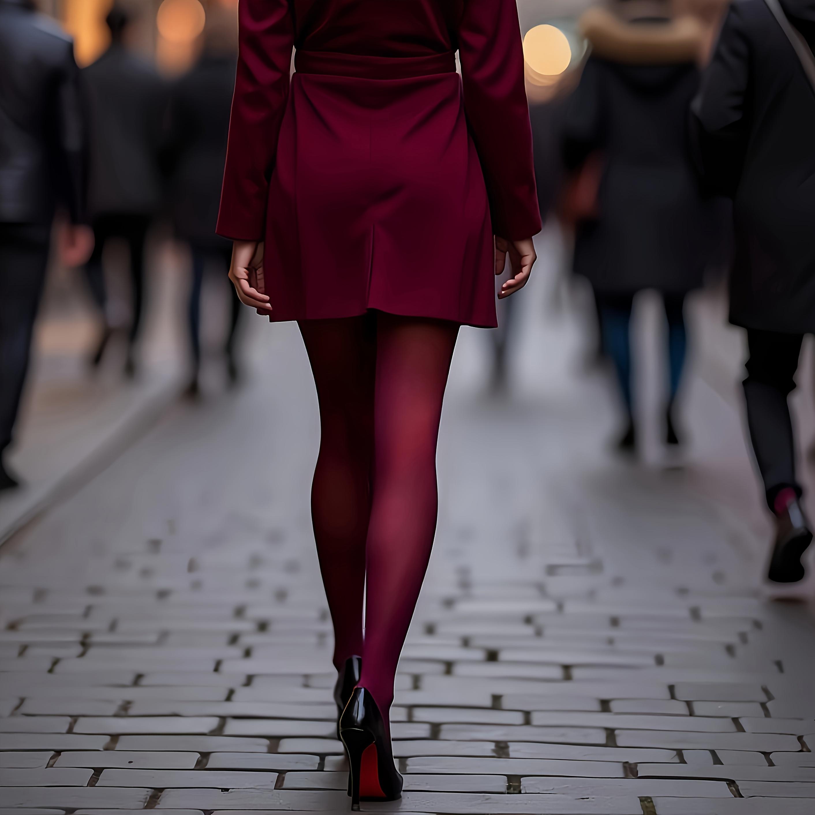 1 Pair of Women's Wine Red Gentle and Elegant Versatile Fashion Japanese-Style, European and American Style Pantyhose