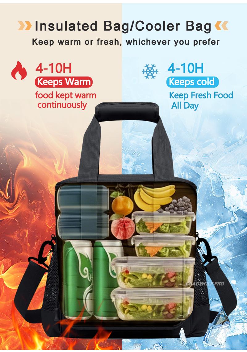 2026(Black) Tactical Lunch Box for Men, Insulated Lunch Bag Adult, Thermal Lunchbox Leakproof Waterproof Cooler Bag, Large Lunch Pail for Work Office Camping Travel , lunch cooler leak bag heavy duty, cooler backpack large waterproof Durable mesh pocket