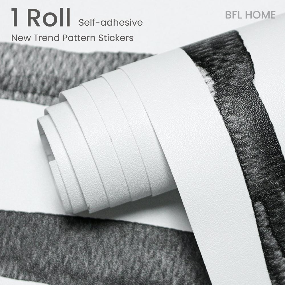 1 roll of black striped self-adhesive paper, featuring a minimalist and trendy style, available in multiple lengths, easy to peel and stick, easy to clean, suitable for decorating walls and furniture surfaces.