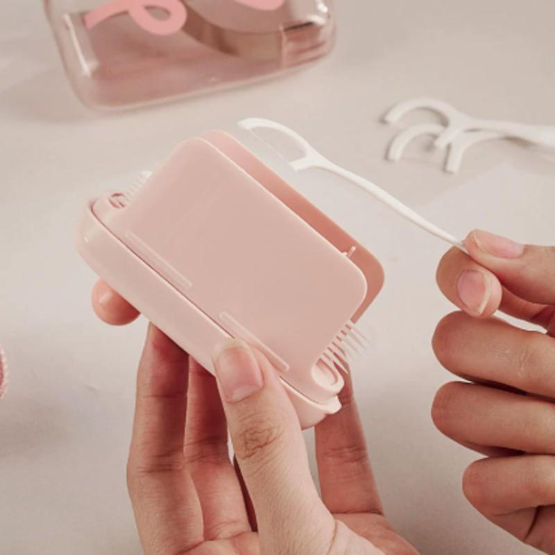 Portable Floss Stick Holder, Automatic Pop-Up Dental Floss Box, Compact Travel Essential, Ideal for Business Trips and Tourism