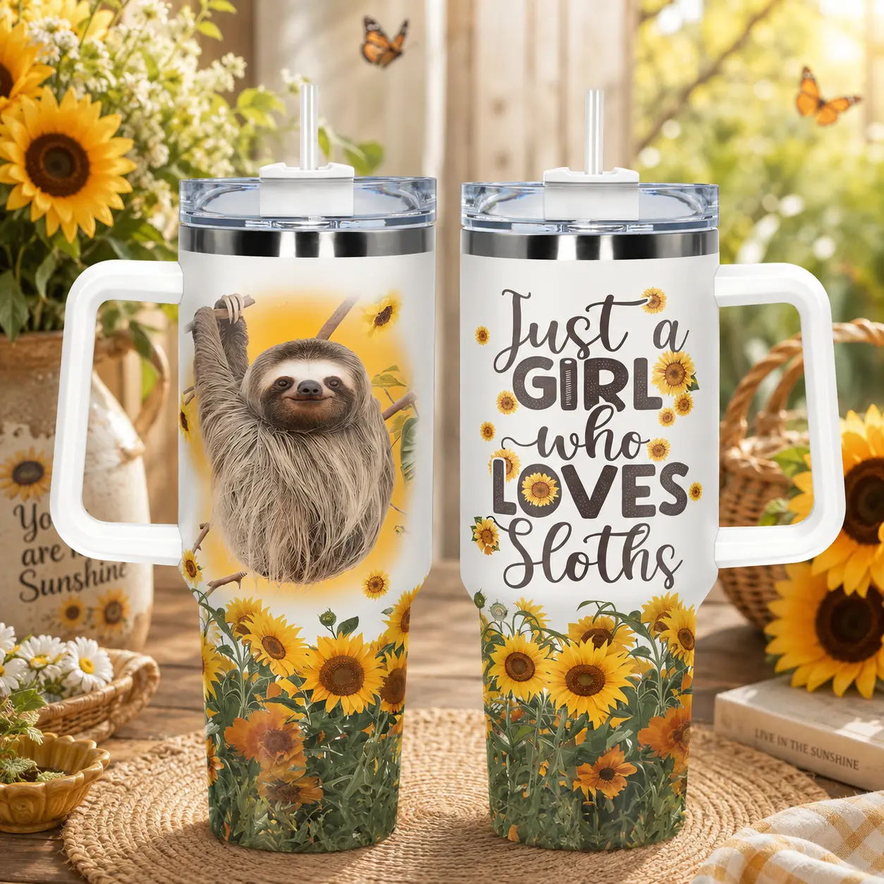 1-Count Sloth Pattern Stainless Steel Insulated Tumbler - Portable, Sturdy Water Bottle for Tea, Coffee, Lemon Drinks, Durable Home/Party Drinkware, Ideal Gift for Birthdays, Holidays
