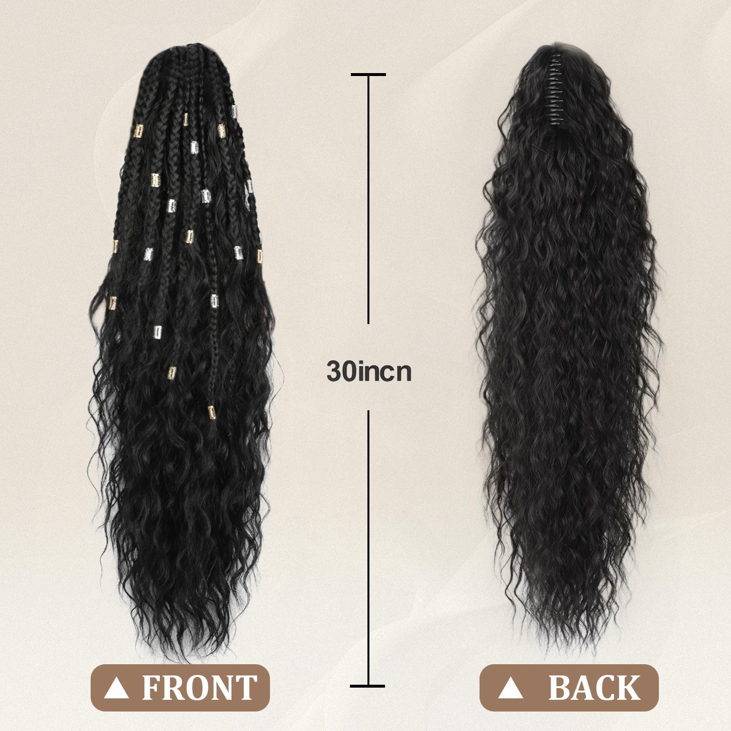[New] Braids Ponytail Extension Claw with Braids 30" CurlyPony Tail Clip in Hair Extensions Fluffy Natural LookingSynthetic Hairpiece for women Daily Party Use