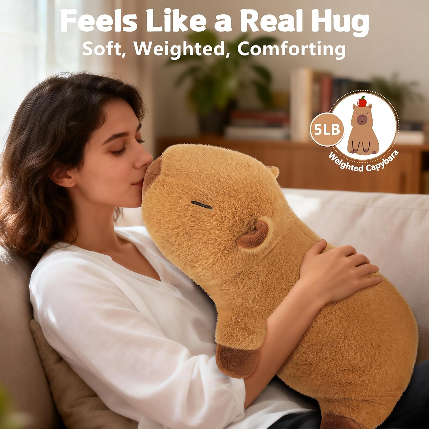 Capybara Plush Stuffed Animals | 23 Inch Large Capybara Plush for Calming & Comforting Realistic Body Pillow Plush Toys, Capybara Stuffed Animals Gifts Kids Teens & Adults