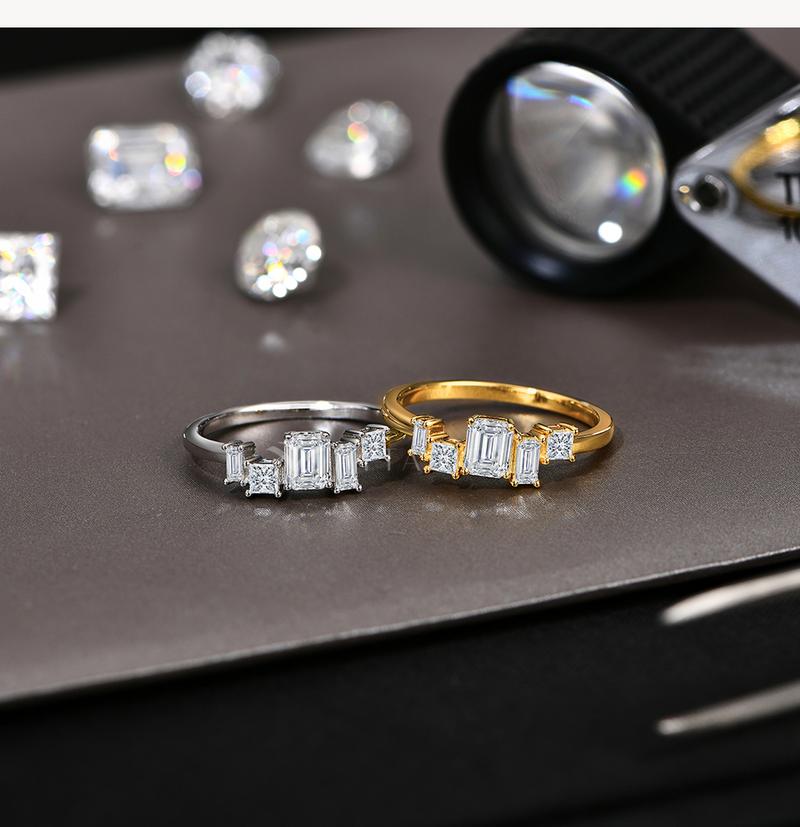 5*4mm Synthetic Moissanite Ring Simple Daily Wear Birthday Present Fine Jewelry R167