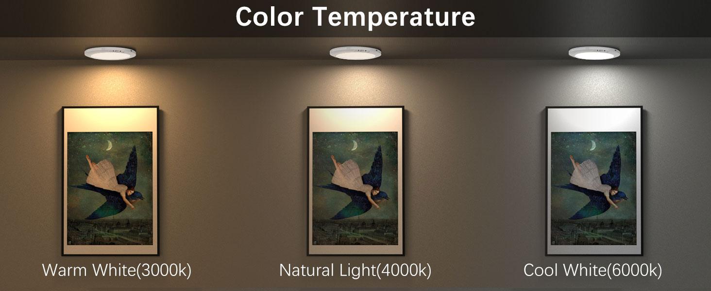 Motion Sensor Ceiling Light with Remote – Indoor Ceiling Lighting Lamp 10000mAh Battery Powered Rechargeable Magnetic LED Light for Closet Shower Stairs Hallway Garage, 3 Color 10 Brightness, No Wiring