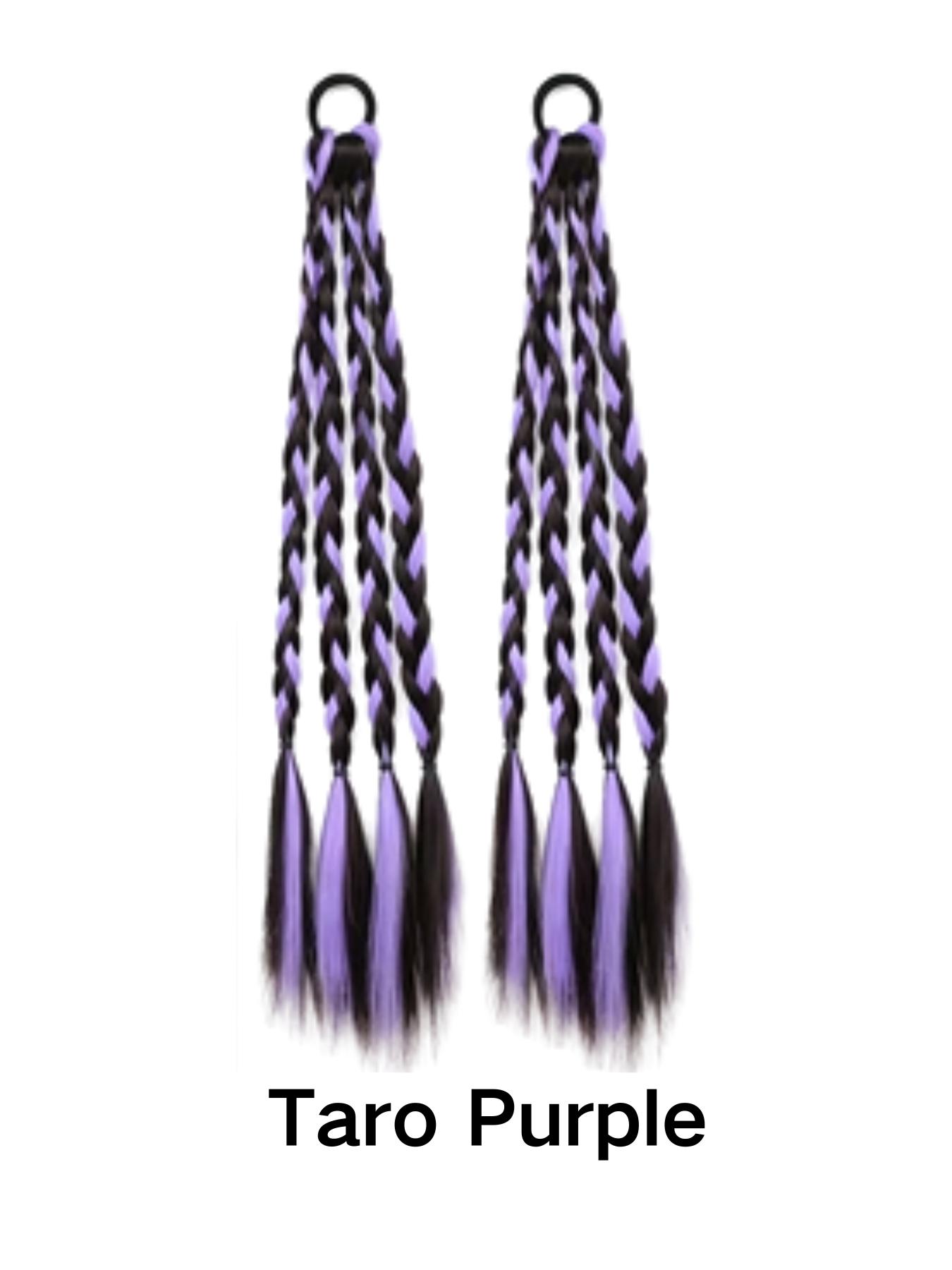 2 Pcs Synthetic Hair Ponytail Braids, Colorful Punchy Braid Design, Low Maintenance Twin Tail Hairstyle, Long Twisted Bun Style
