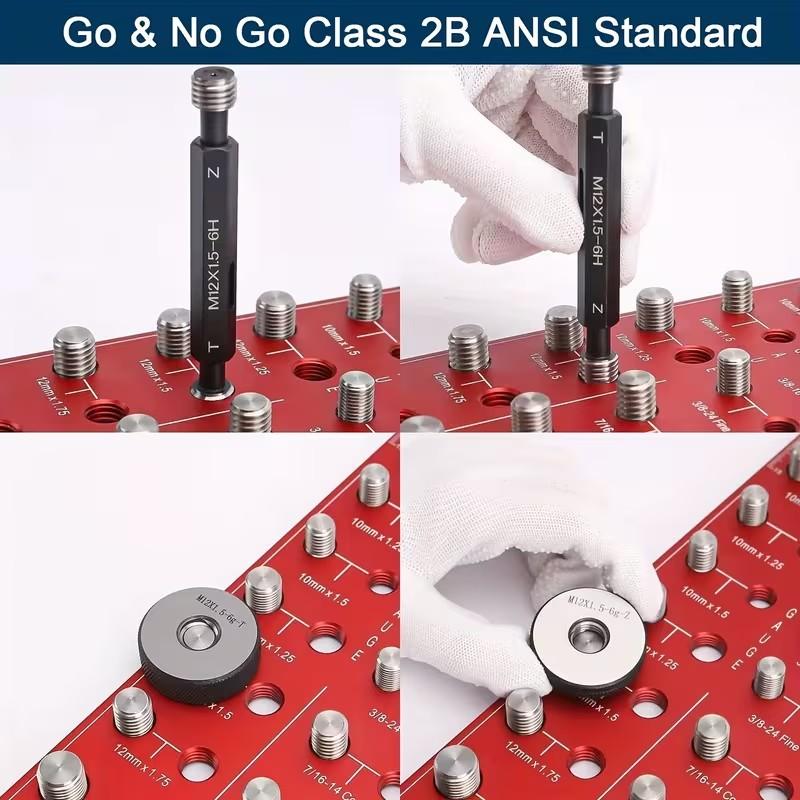 Aluminium -44 Thread Checker, Nut and Bolt Thread Identification Gauge, Suitable for Metric and Imperial Sizes, Includes Standard Ruler