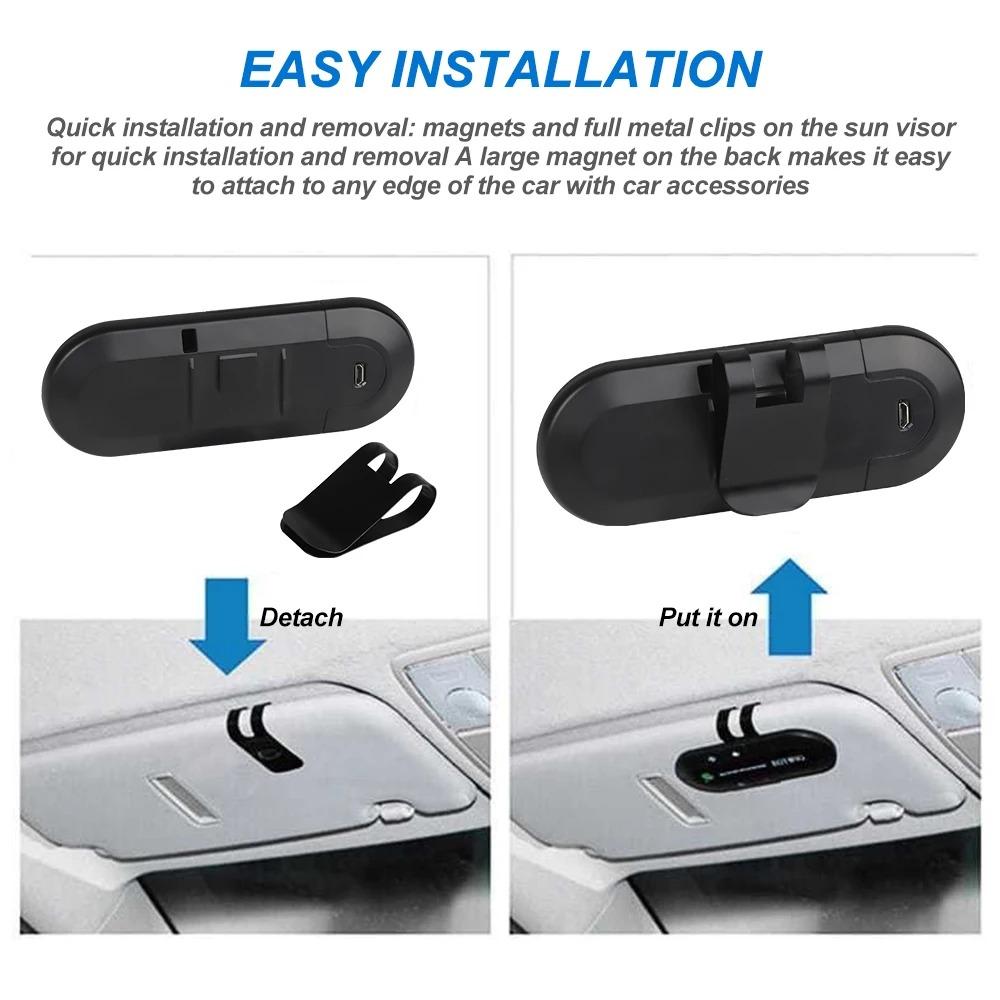 Bluetooth Speaker Handsfree Car Kit Sun Visor Clip Wireless Audio Receiver Speakerphone Wireless Stereo MP3 Music Player Retro TV Shape Phone Screen Amplifier morning blues Smart Voice Assistant Headset with ENC