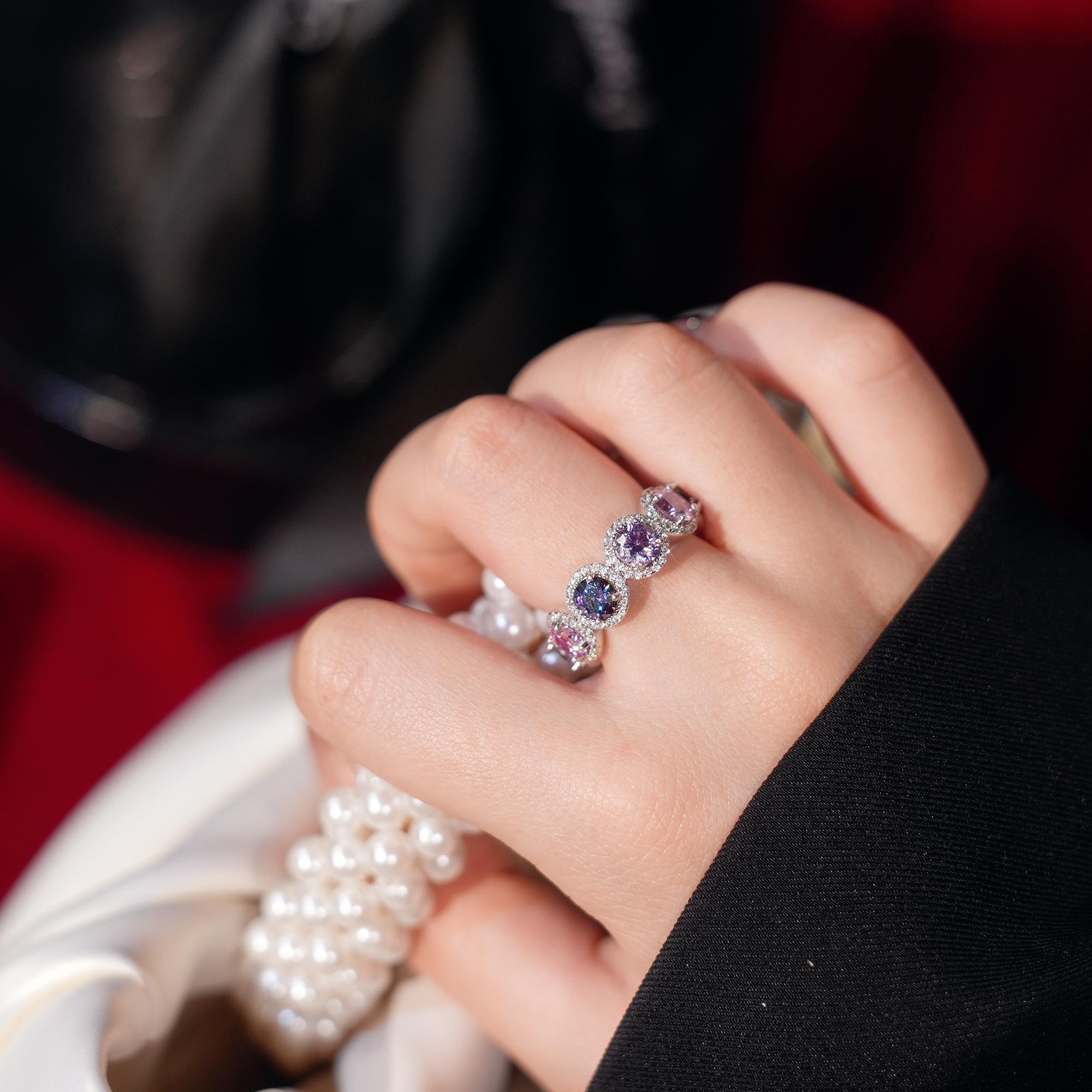 【#416 Popular Eternity Band】5ct Round Halo Eternity Band vvs Synthetic Moissanite Rings in 925 Sterling Silver SpringStatements