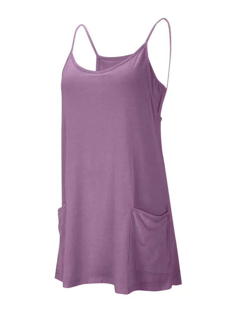 Women's Plain Stretchy Pockets Romper with Built-In Shorts, Scoop Neck, Comfortable Breathable Fabric, Casual Wear, Sleeveless Activewear Women's Plain Stretchy Pockets Romper with Built-In Shorts, Scoop Neck, Comfortable Breathable Fabric, Casual Wear, Sleeveless Activewear