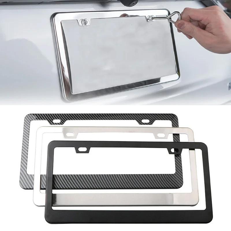 Us Standard Car License Plate Frame, American Style Carbon Fiber License Plate Holder, Automotive Accessories for Cars