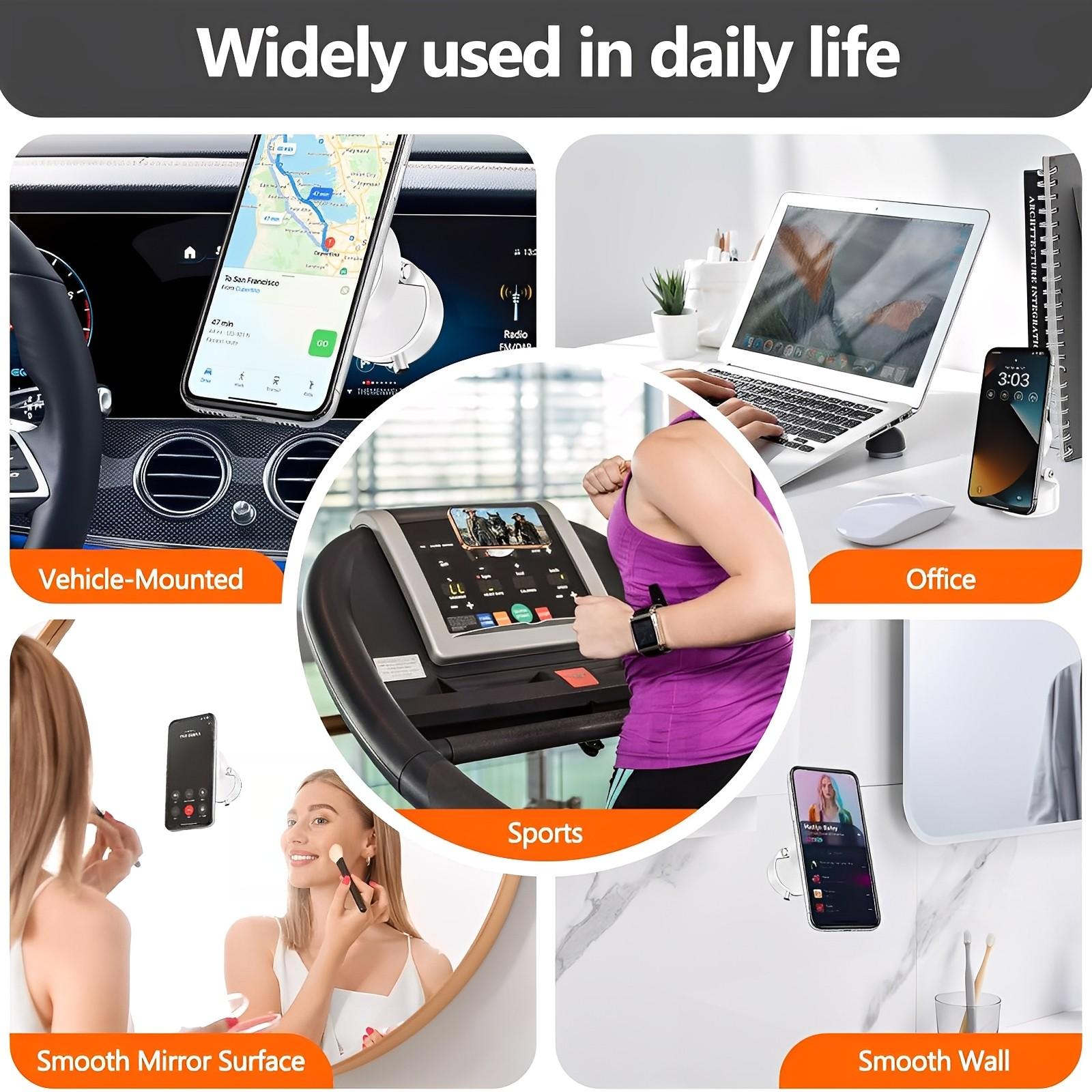 Easy to Use Vacuum Magnetic Phone Holder with One Button Switch and Adjustable Tightness Reusable Suction Cup Phone Mount for Smooth Wall and Glass Surface