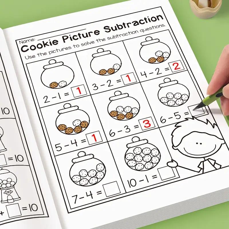 32 Pages Of Math Exercises On Addition And Subtraction Within 10, For Preschool Education, Mental Arithmetic Practice Book, Picture-Based Equation Writing And Decomposition Calculation Arithmetic Problems, Visual Learning Tools, Learning Materials