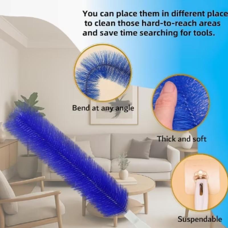 Flexible Spider Web Dust Remover Brush, Bendable Duster, Ceiling Fan Duster, Ultra-Fine Fiber Head, Washable, Reusable, Ideal for Ceiling Fan Blades, Vents, Curtains, Cars, Cleaning Supply