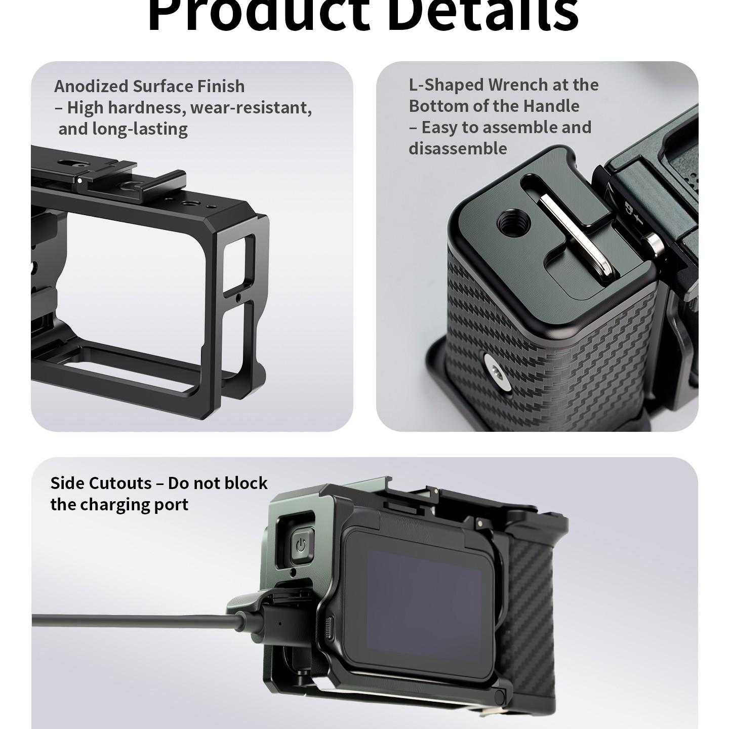 Feichao Handheld Grip Rabbit Cage Kit for Insta360 Ace Pro/ace Pro2, Shutter Handle Protective Frame, New Camera Accessory for Street Shooting Protection