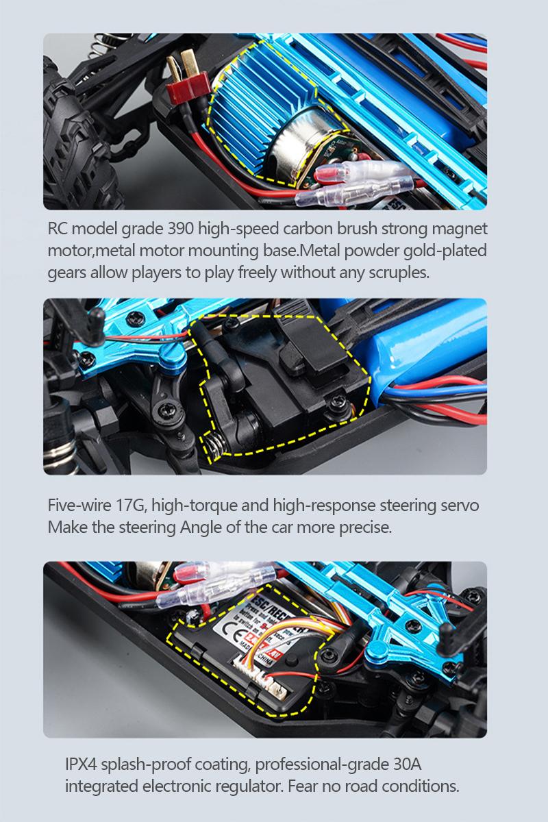 1:16 Full Scale RC Cars, 50 km/h 4WD Off-Road RC Truck with LED Front Lights and Rechargeable Batteries, High-Speed Drift Monster Truck, Perfect Birthday Gift for Kids Aged 8 and Up Remote Control Crawler Remote Control Kart