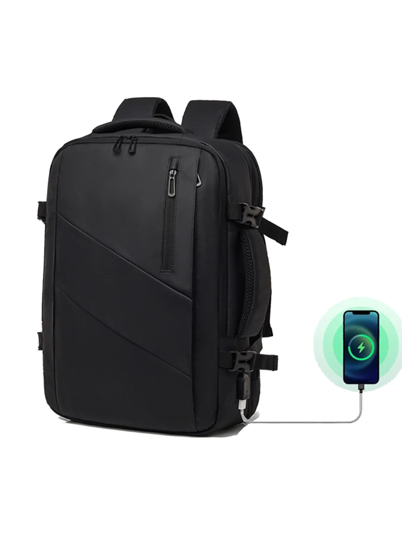 Men's Expandable Travel Backpack, Business Style, Fits 15.6 Inch Laptop, Multiple Compartments, External USB Port, Waterproof Material, Laptop Backpacks