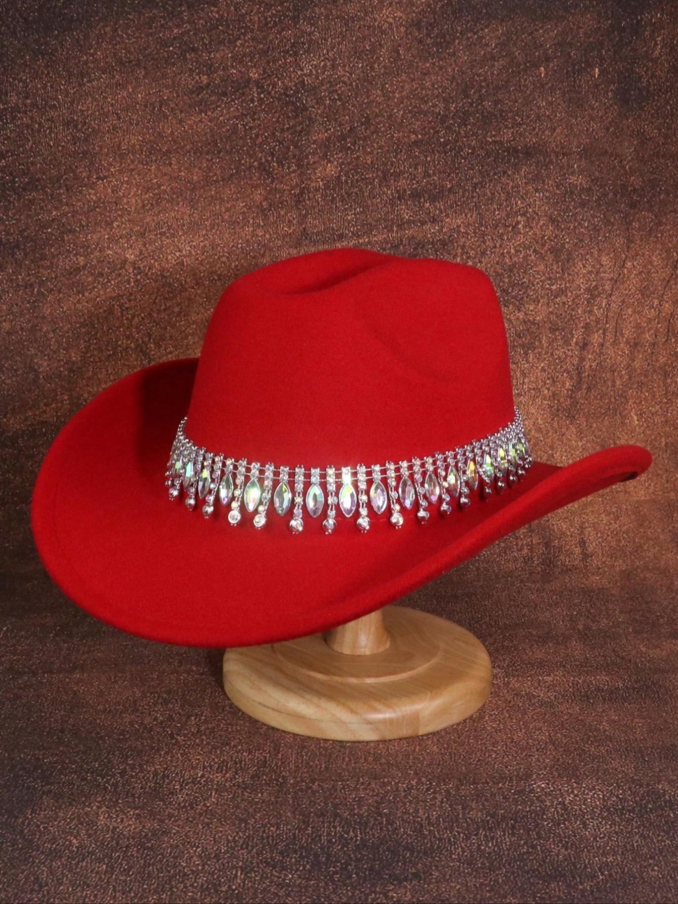 1PCS  Shimmering Rhinestone Cowboy Hat for Women, Lightweight Glittery Rhinestone Belt Cowboy Hat, Unique Wedding Party Outdoor Adventure Design