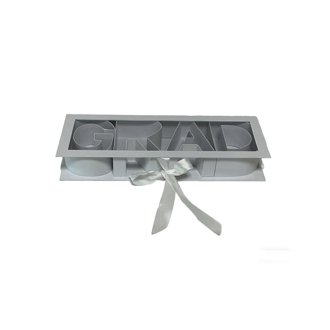 Creative Graduation Gift Box with Transparent Letter Lid, Empty Packaging for Flowers, Perfect for Graduation Celebrations
