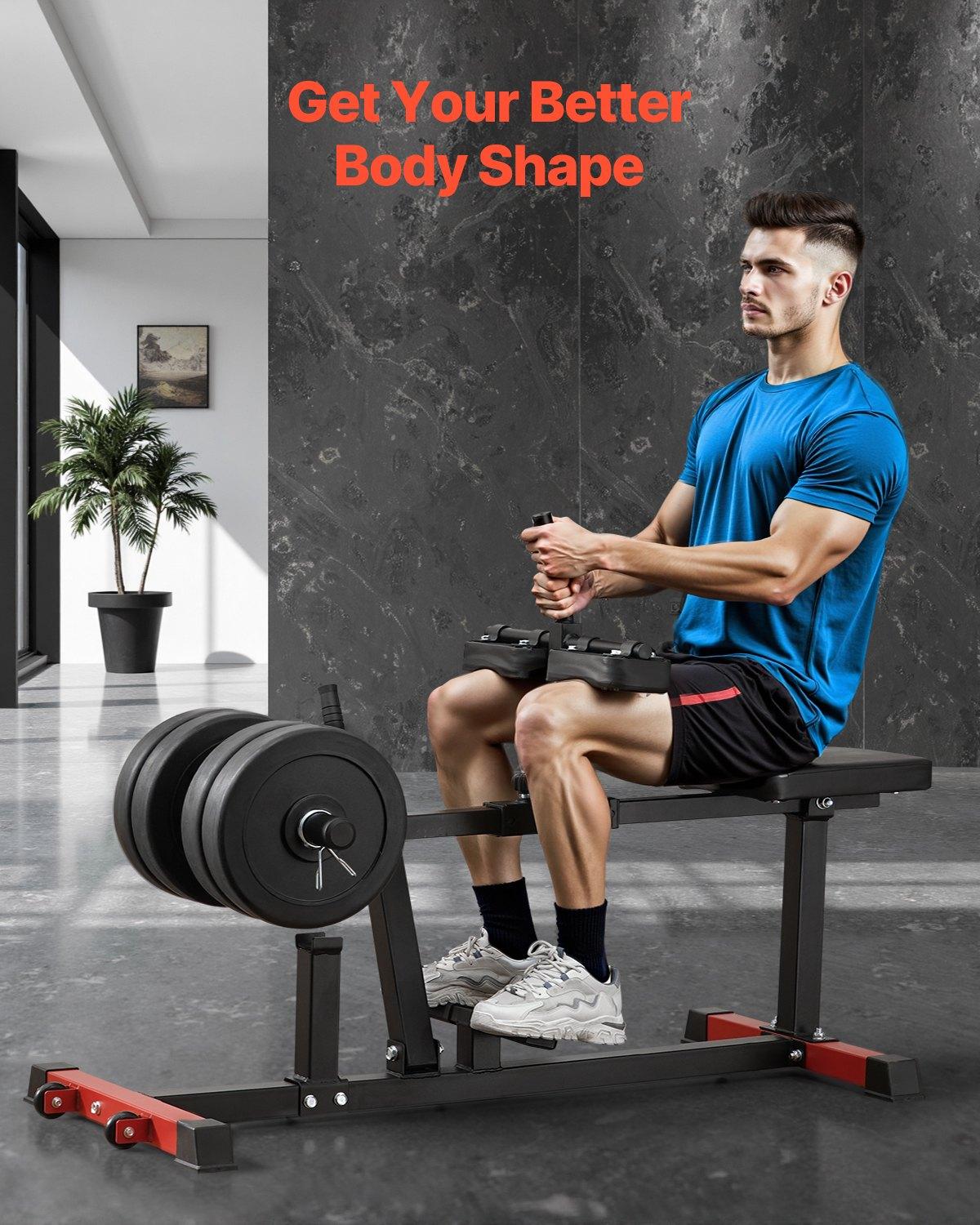 VEVOR Seated Calf Machine, 440 LBS Capacity Calf Raise Machine, Seated Calf Raise Leg Exercise Home Gym, Calf Workout Training Equipment, Lower Body Specialty Machine, Fit 1/2 inch Weight Plates