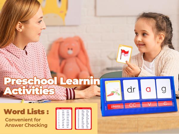 Word Building Desktop Pocket Chart Tent Flash Cards Kit, CVC Words Phonics Games Blending Board for Spelling, Language Learning, Educational Material Word Building Desktop Pocket Chart Tent Flash Cards Kit, CVC Words Phonics Games Blending Board for Spelling, Language Learning, Educational Material