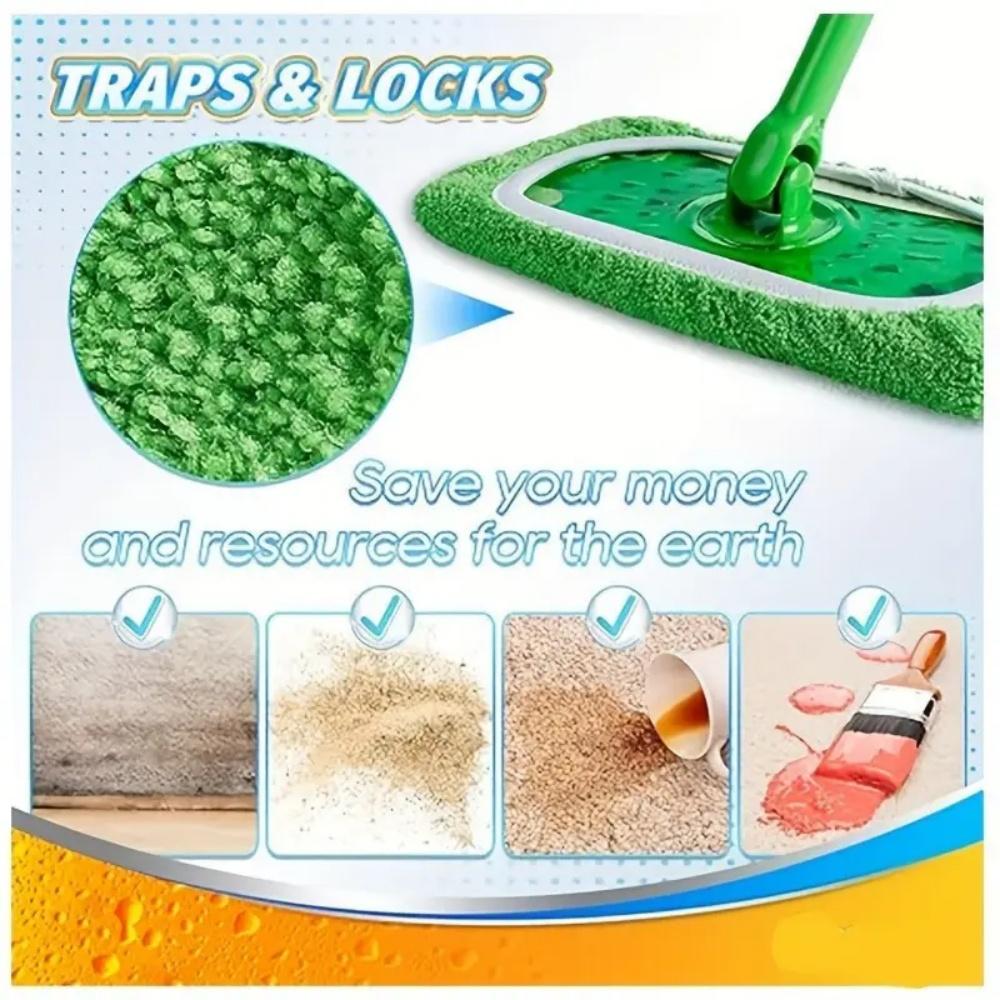 4 Pcs Reusable Ultra-fine Fiber Mop Pads High Water Absorption Universal Fit Most Standard Mops Firm Adhesion Cleaning Pads